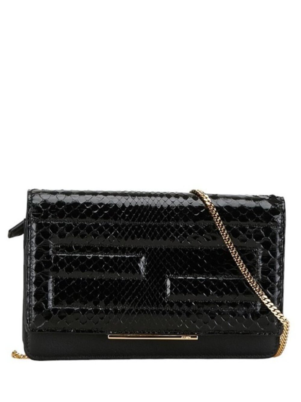 Fendi Python Chain Shoulder Bag Black